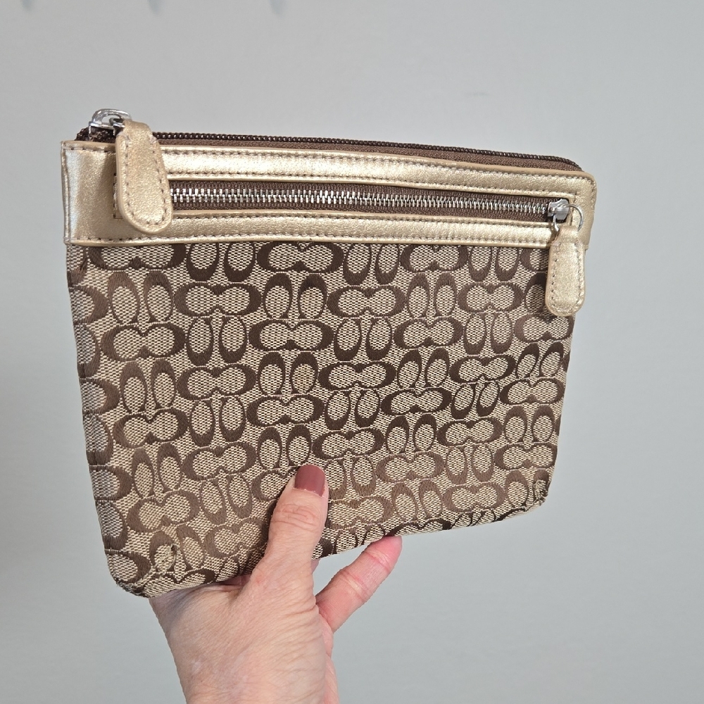 Coach Metalic Gold-Tone/ Brown Clutch